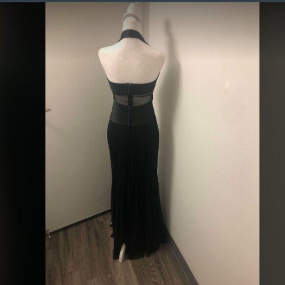 Vintage 2000s Cache Banded Criss Cross Halter Cascade Dress - Picture 3 of 8